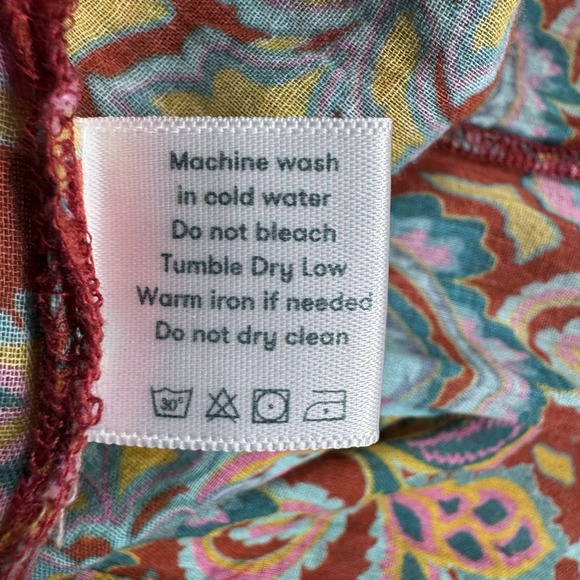 Roller Rabbit Midi Dress Sz S Gauze Cotton Duster Paisley Pockets Boho Button - Picture 14 of 15
